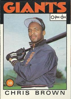 1986 O-Pee-Chee Baseball Cards 383     Chris Brown RC